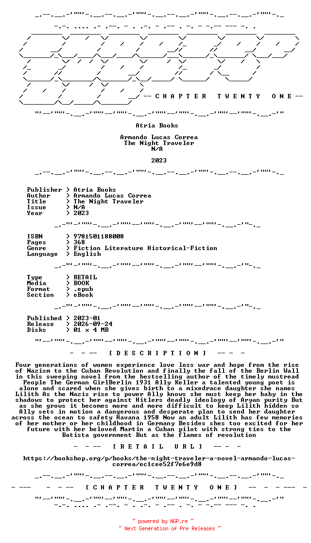 NFO for the release Armando.Lucas.Correa.-.The.Night.Traveler.2023.RETAIL.EPUB.eBook-CTO by CTO