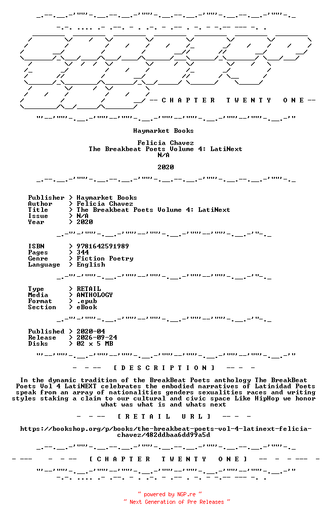 NFO for the release Haymarket.Books.-.The.Breakbeat.Poets.Volume.4.LatiNext.2020.RETAIL.EPUB.eBook-CTO by CTO