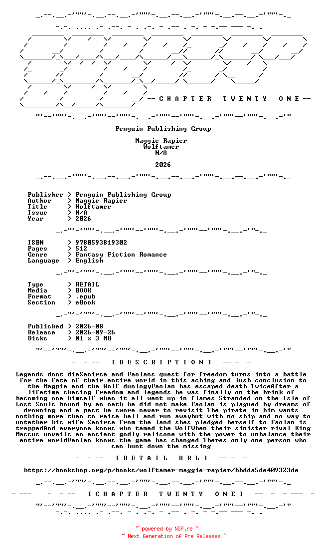 NFO for the release Maggie.Rapier.-.Wolftamer.2026.RETAIL.EPUB.eBook-CTO by CTO
