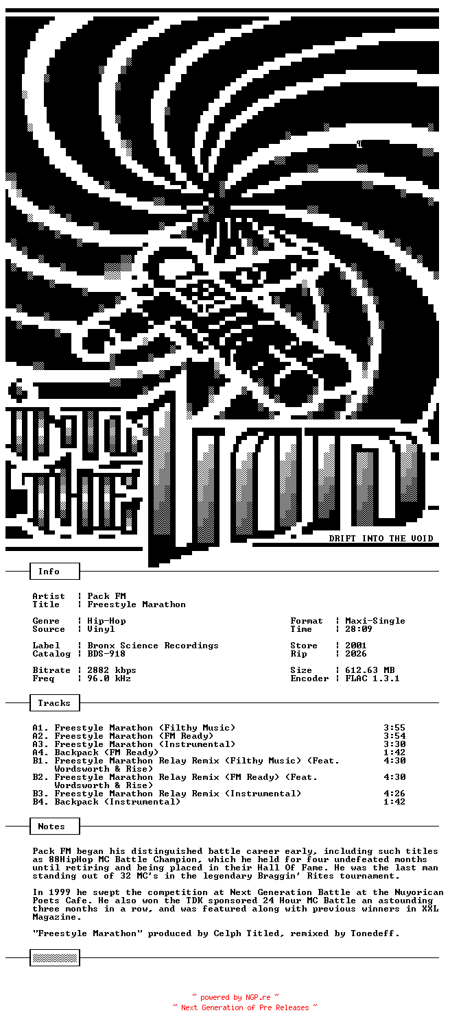 NFO for the release Pack_FM-Freestyle_Marathon-VLS-FLAC-2001-THEVOiD by THEVOiD