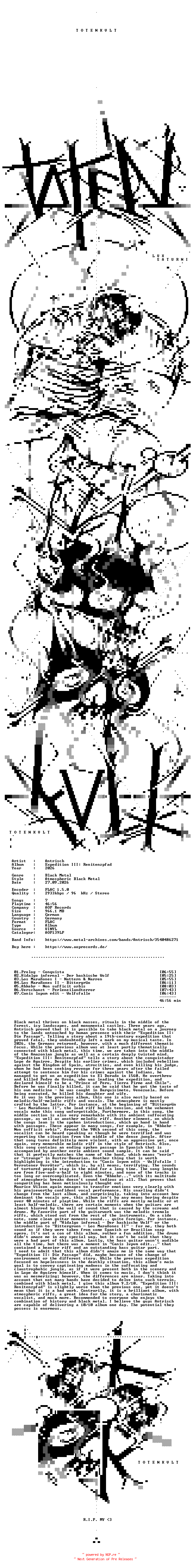 NFO for the release Antrisch-Expedition_III_Renitenzpfad-DE-VINYL-FLAC-2026-TOTENKVLT by TOTENKVLT
