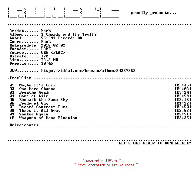 NFO for the release Kerb-3_Chords_and_the_Truth-(WEB)-2004-RUMBLE by RUMBLE