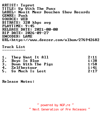 NFO for the release Toprot-Up_With_The_Punx-WEB-2021-SDR by SDR