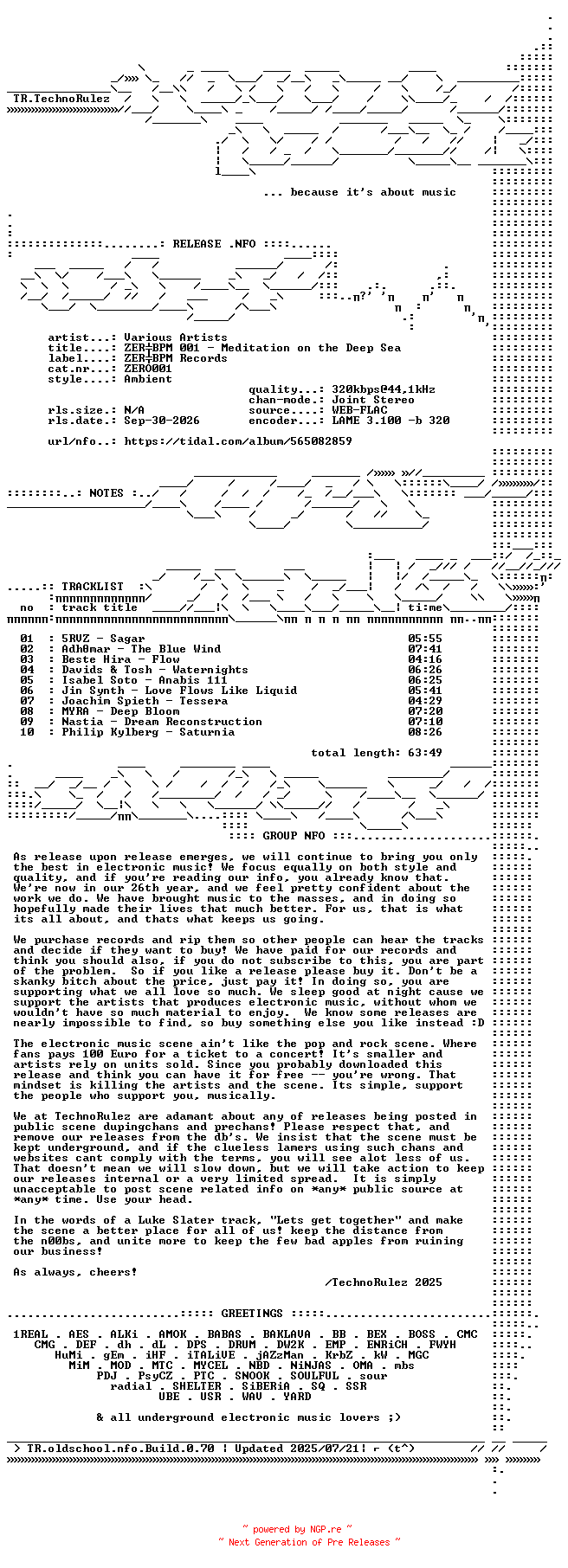 NFO for the release VA-ZEROBPM_001-Meditation_on_the_Deep_Sea-(ZERO001)-WEB-2026-TR by TR