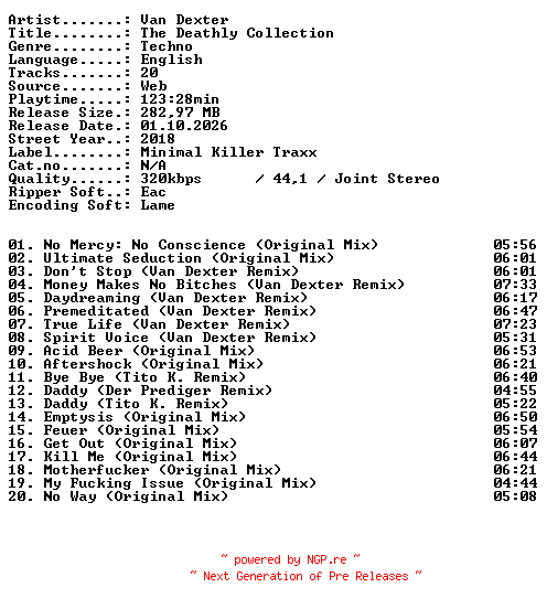 NFO for the release Van_Dexter-The_Deathly_Collection-WEB-2018-XTC_iNT by XTC_iNT