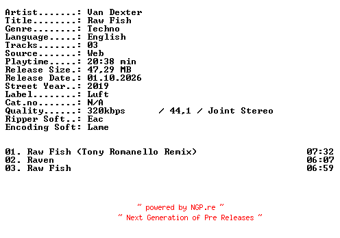 NFO for the release Van_Dexter-Raw_Fish-WEB-2019-XTC_iNT by XTC_iNT
