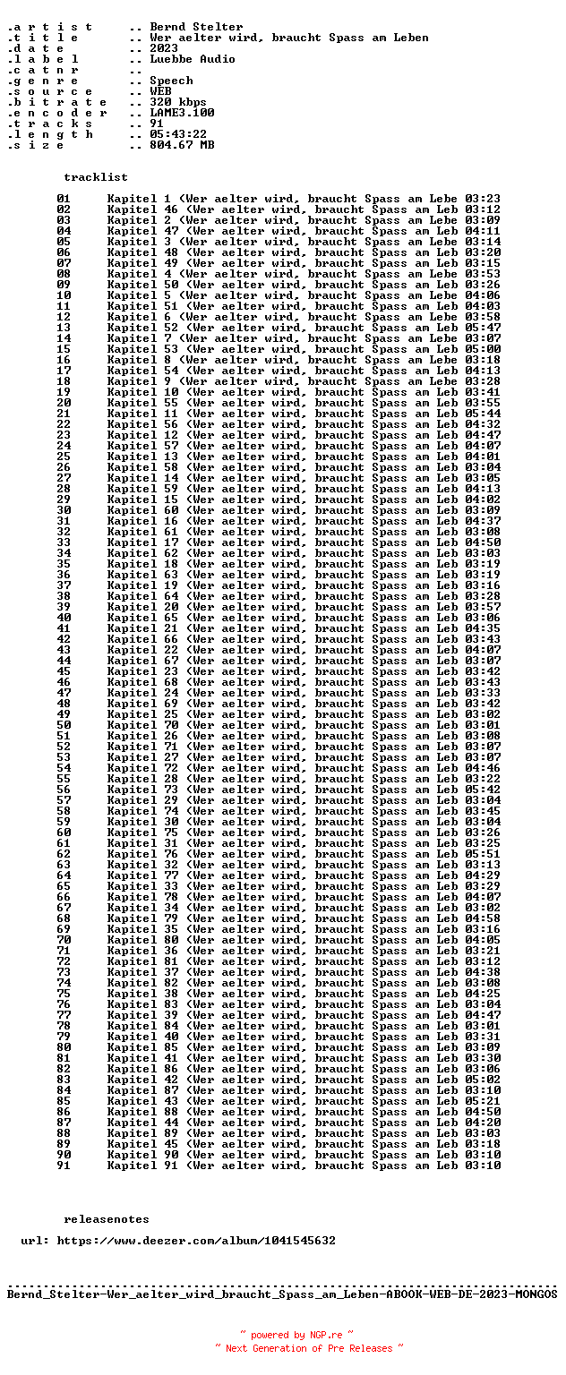 NFO for the release Bernd_Stelter-Wer_aelter_wird_braucht_Spass_am_Leben-ABOOK-WEB-DE-2023-MONGOS by MONGOS