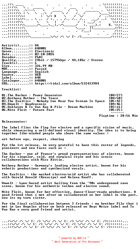 NFO for the release VA-A4H001-24BIT-WEB-FLAC-2026-WAVED by WAVED