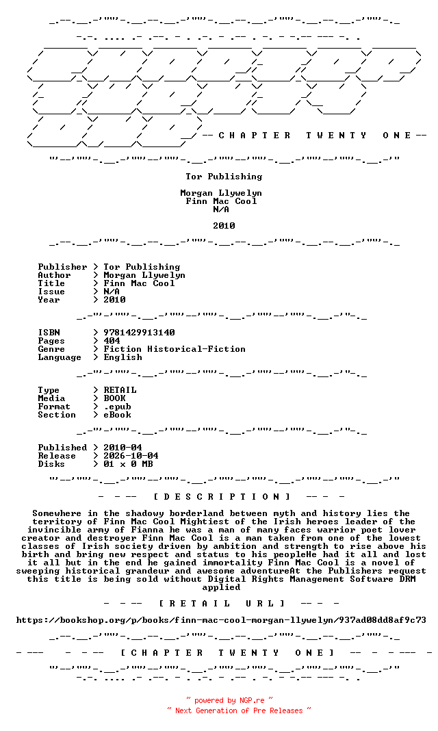NFO for the release Morgan.Llywelyn.-.Finn.Mac.Cool.2010.RETAIL.EPUB.eBook-CTO by CTO