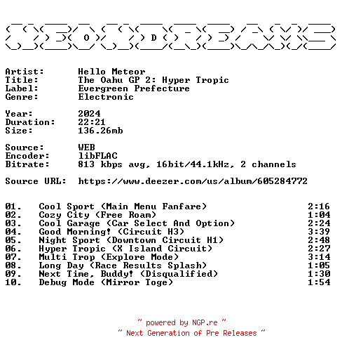 NFO for the release Hello_Meteor-The_Oahu_GP_2_Hyper_Tropic-16BIT-WEB-FLAC-2024-NeonDreams by NeonDreams