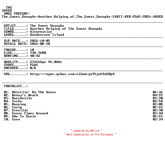 NFO for the release The_Sweet_Enoughs-Another_Helping_of_The_Sweet_Enoughs-24BIT-WEB-FLAC-2026-JADED by JADED