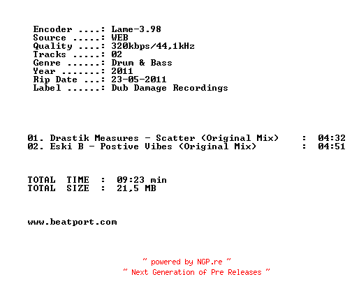 NFO for the release drastik_measures_and_eski_b-scatter__positive_vibes-(dddigi002)-web-2011 by 2011