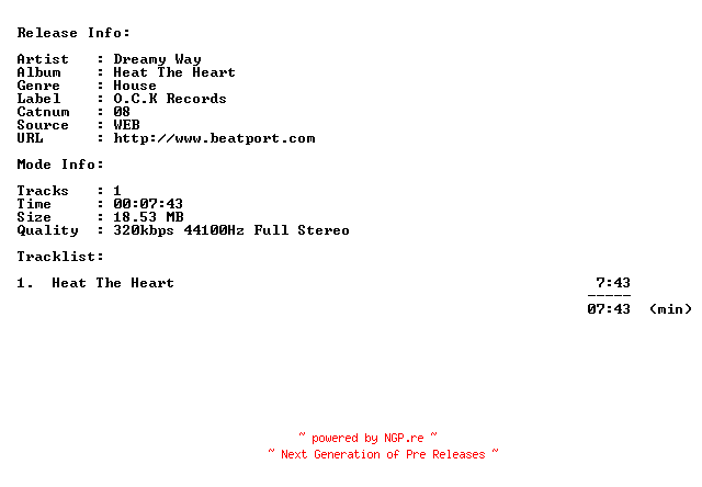 NFO for the release dreamy_way-heat_the_heart-(08)-web-2012 by 2012
