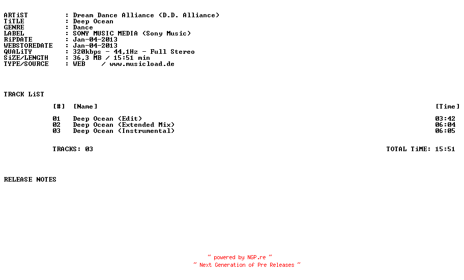 NFO for the release dream_dance_alliance_(d.d._alliance)-deep_ocean-web-2013 by 2013