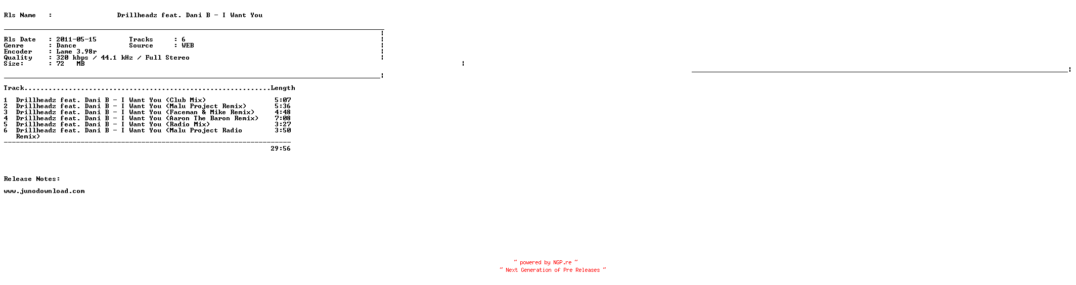 NFO for the release drillheadz_feat._dani_b_-_i_want_you-(ilfr038)-web-2011 by 2011