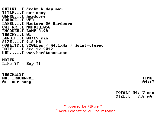 NFO for the release drokz_and_day-mar_-_our_song-(mohdigi056)-web-2012 by 2012