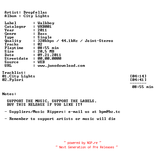 NFO for the release dropfellas-city_lights-(wkb001)-web-2011 by 2011