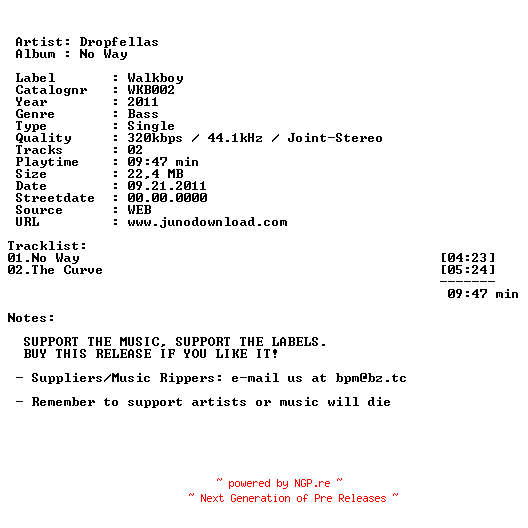NFO for the release dropfellas-no_way-(wkb002)-web-2011 by 2011