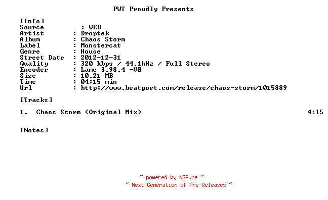 NFO for the release droptek-chaos_storm-(mcs091)-web-2012 by 2012