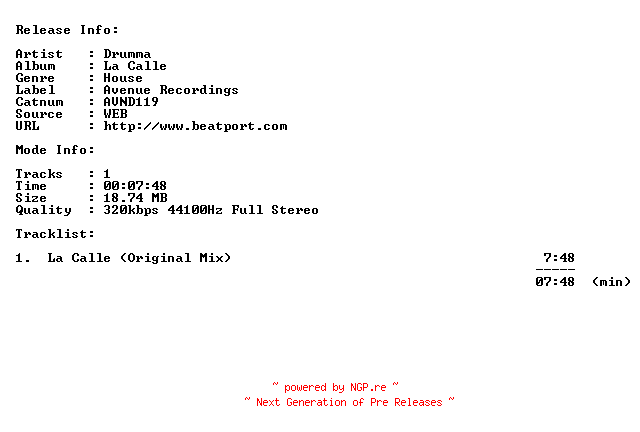 NFO for the release drumma-la_calle-(avnd119)-web-2011 by 2011