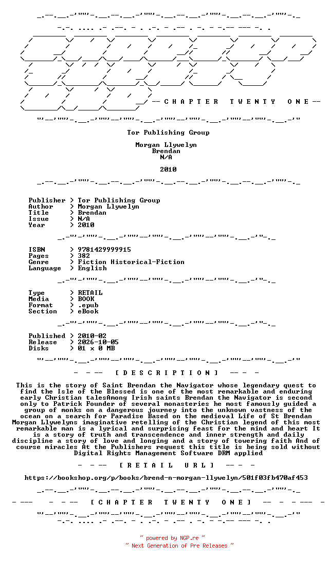 NFO for the release Morgan.Llywelyn.-.Brendan.2010.RETAIL.EPUB.eBook-CTO by CTO