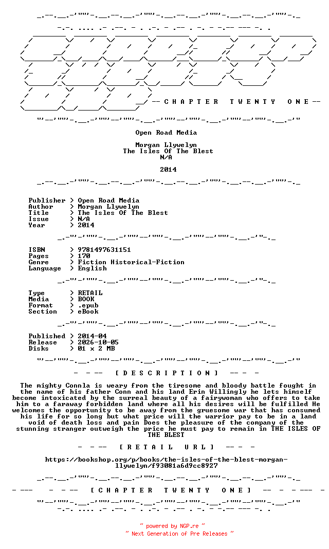 NFO for the release Morgan.Llywelyn.-.The.Isles.Of.The.Blest.2014.RETAIL.EPUB.eBook-CTO by CTO
