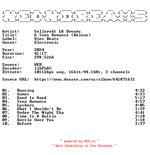 NFO for the release Sellorekt_LA_Dreams-A_Teen_Romance_(Deluxe)-16BIT-WEB-FLAC-2024-NeonDreams by NeonDreams
