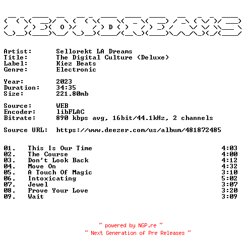 NFO for the release Sellorekt_LA_Dreams-The_Digital_Culture_(Deluxe)-16BIT-WEB-FLAC-2023-NeonDreams by NeonDreams