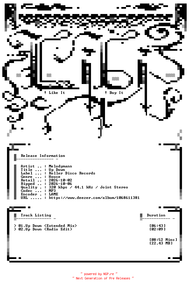 NFO for the release Melodymann-Up_Down-(RDR151)-SINGLE-WEB-2026-LiBi by LiBi