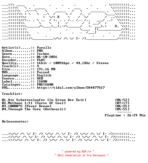 NFO for the release Parallx-P0X-P0XISARN-16BIT-WEB-FLAC-2023-WAVED by WAVED