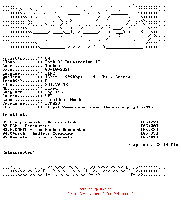 NFO for the release VA-Path_Of_Devastation_II-DSM028-16BIT-WEB-FLAC-2026-WAVED by WAVED