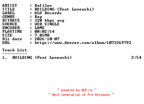 NFO for the release Dafilov-BUILDING_(Feat_Leoewski)-SINGLE-WEB-FR-2026-GUESTS by GUESTS
