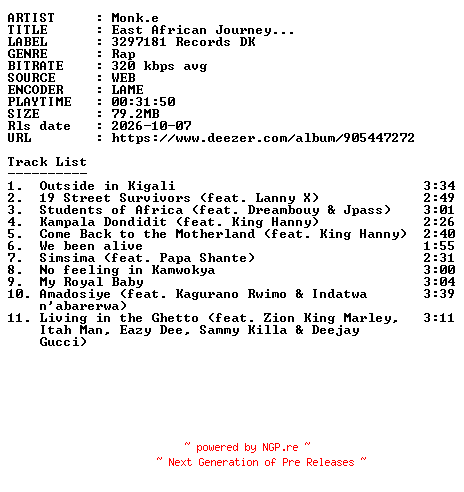 NFO for the release Monk.e-East_African_Journey-WEB-FR-2026-GUESTS by GUESTS