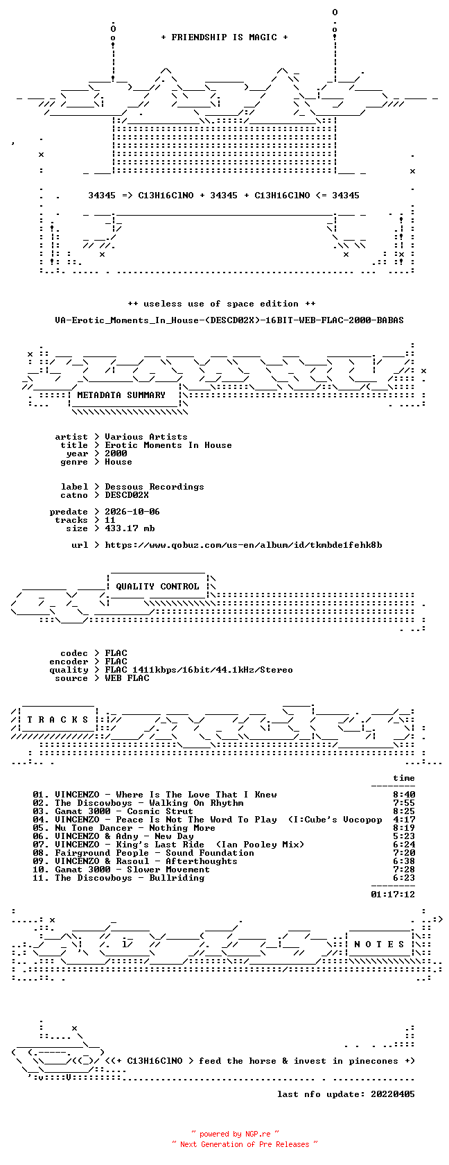 NFO for the release VA-Erotic_Moments_In_House-(DESCD02X)-16BIT-WEB-FLAC-2000-BABAS by BABAS