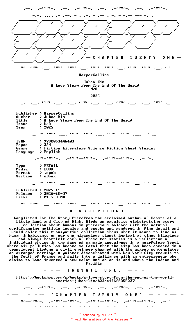NFO for the release Juhea.Kim.-.A.Love.Story.From.The.End.Of.The.World.2025.RETAIL.EPUB.eBook-CTO by CTO