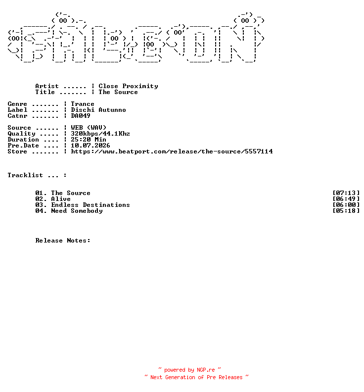 NFO for the release Close_Proximity-The_Source-(DA049)-WEB-2025-FALCON by FALCON