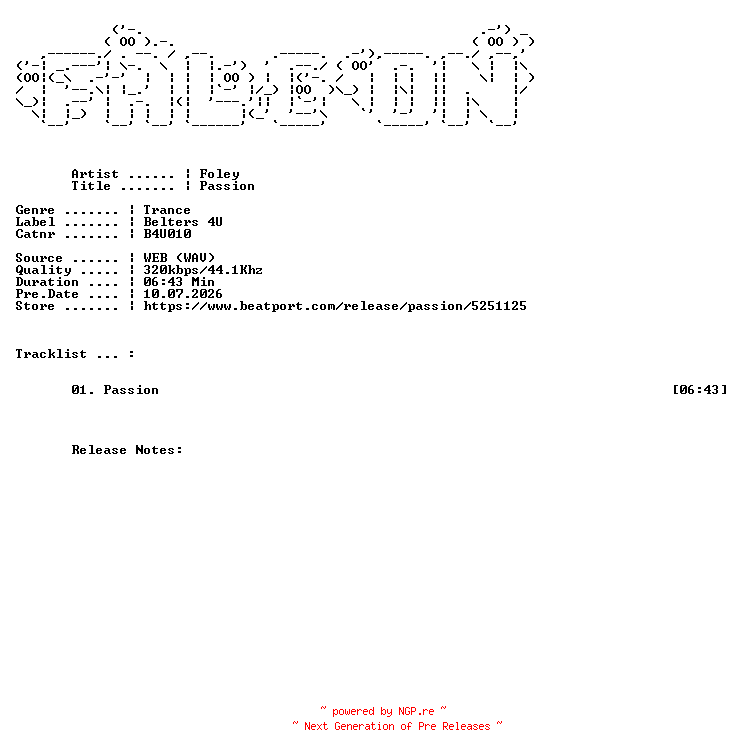 NFO for the release Foley-Passion-(B4U010)-SINGLE-WEB-2025-FALCON by FALCON