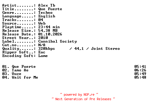 NFO for the release Alex_TB-Que_Fuerte-WEB-2010-XTC_iNT by XTC_iNT