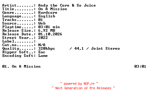 NFO for the release Andy_the_Core_and_So_Juice-On_A_Mission-SINGLE-WEB-2022-XTC_iNT by XTC_iNT