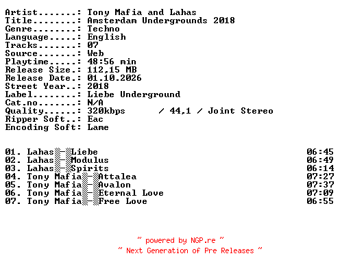 NFO for the release Tony_Mafia_and_Lahas-Amsterdam_Undergrounds_2018-WEB-2018-XTC_iNT by XTC_iNT