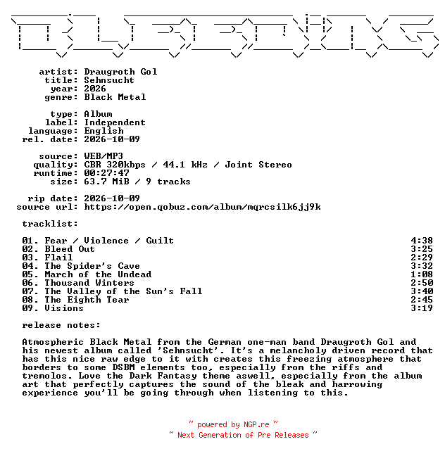 NFO for the release Draugroth_Gol-Sehnsucht-WEB-2026-BLEEDiNG by BLEEDiNG