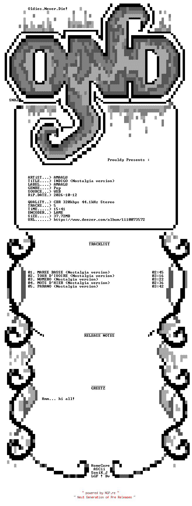 NFO for the release AMAALU-INDIGO_(Nostalgia_Version)-WEB-FR-2026-OND by OND