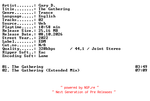 NFO for the release Gary_D-The_Gathering-WEB-2022-XTC_iNT by XTC_iNT