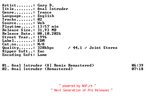 NFO for the release Gary_D-Anal_Intruder-WEB-1996-XTC_iNT by XTC_iNT