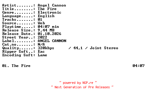 NFO for the release ANGEL_CANNON-The_Fire-SINGLE-WEB-2022-XTC_iNT by XTC_iNT