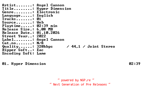 NFO for the release ANGEL_CANNON-Hyper_Dimension-SINGLE-WEB-2022-XTC_iNT by XTC_iNT