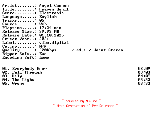 NFO for the release ANGEL_CANNON-Heaven_Gen_1-WEB-2021-XTC_iNT by XTC_iNT