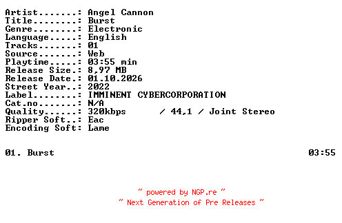 NFO for the release ANGEL_CANNON-Burst-SINGLE-WEB-2022-XTC_iNT by XTC_iNT