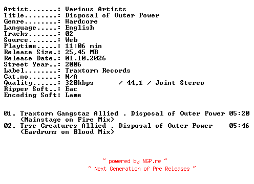 NFO for the release VA-Disposal_of_Outer_Power-WEB-2006-XTC_iNT by XTC_iNT