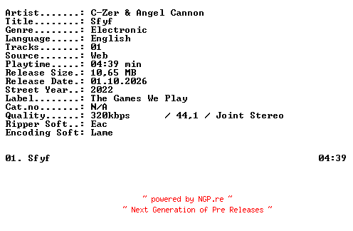 NFO for the release C-Zer_and_ANGEL_CANNON-SFYF-SINGLE-WEB-2022-XTC_iNT by XTC_iNT